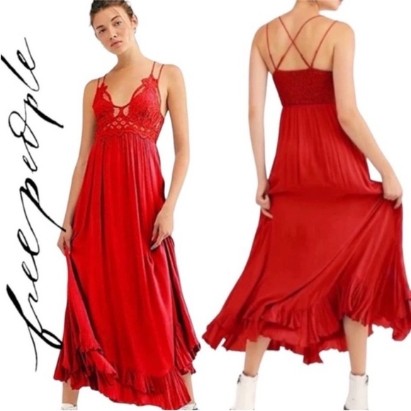 Free People Adella Maxi Slip Bright Red NWT
Lace crochet flowy comfortable - Picture 2 of 16